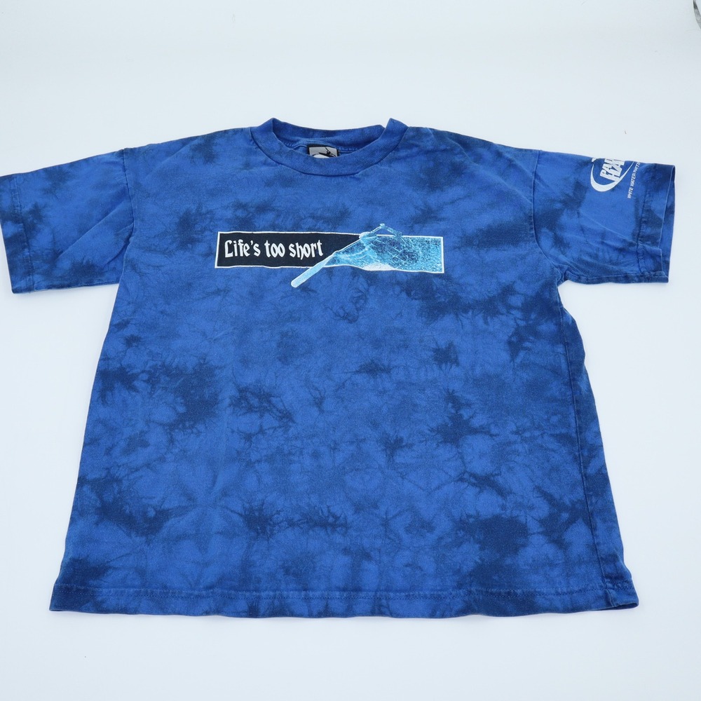 Paddle Hard Pepe Costa Rica White Water Rafting‎ Tie Dye Blue Graphic T-Shirt S
